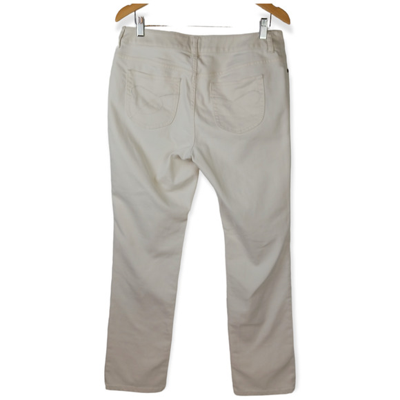 Chico's SZ 1 (US 8/M) Platinum Denim Jeans Ultimate Fit Slim Leg In Off White - Picture 6 of 8